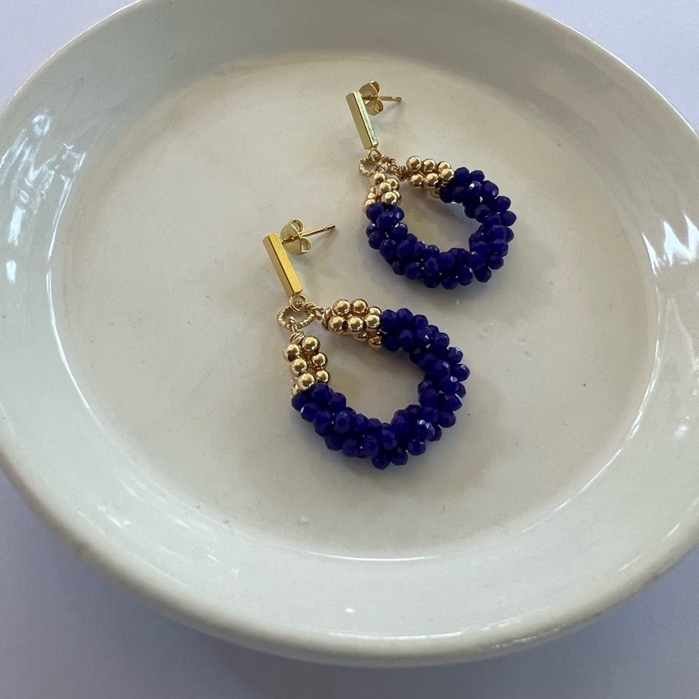 Handmade Sapphire Blue Crystal Earrings - Picture 3 of 10